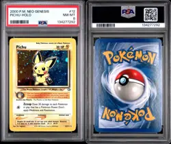 2000 Pokemon Neo Genesis Pichu Holo #12/111 PSA 8 NM-Mint - Image 3