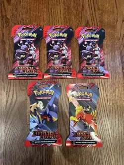 Pokemon Destined Rivals Sleeved Booster Packs X5 Sealed Brand New - Image 1
