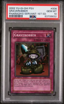 2002 YU-GI-OH! PSV-PHARAOH'S SERVANT 1ST ED #008 GRAVEROBBER PSA 10 - Image 1