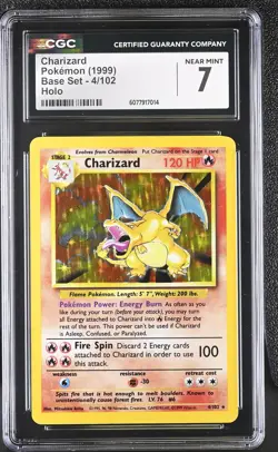 CGC 7 Charizard 1999 Base Set 4/102 Holo Pokemon Card - Image 1