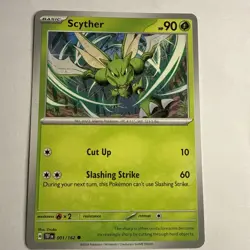Pokemon TCG Scyther 001/162 2024 Temporal Forces Reverse Holo Common Card - NM - Image 1