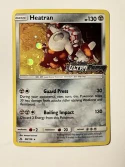 Heatran 88/156 Holo Sun & Moon Ultra Prism Stamped Promo Pokemon Card NM/VLP - Image 1