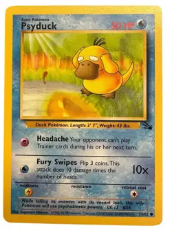 Psyduck 53/62 First Edition Fossil Pokemon Card LP-NM - Image 1