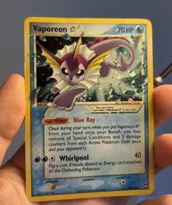 Vaporeon Gold Star Holo Pokemon Card 102/108 2007 EX Power Keepers MP Ultra Rare - Image 1