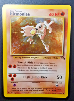1999 Hitmonlee Rare Holo Fossil Set 7/62 Pokemon Trading Card TCG - Image 1