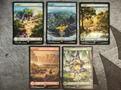 MTG Magic Final Fantasy FOIL Chocobo Track Lands Full Art Variants 5 Card Lot - Image 1