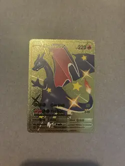 Charizard V Shiny Black Gold Foil Custom Display Pokemon Card 🔥 Ultra Rare Look - Image 1