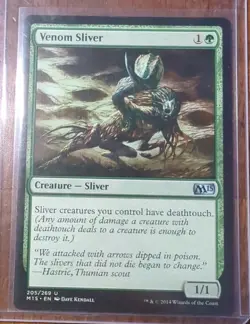 MtG Venom Sliver 205 M15 MTG Uncommon Green Creature Deathtouch Uncommon Kendall - Image 1