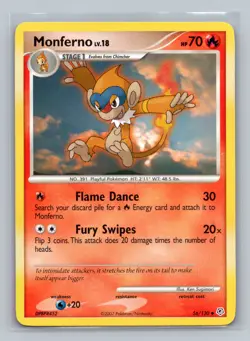 Pokemon TCG Monferno 56/130 Diamond and Pearl Normal LP - Image 1