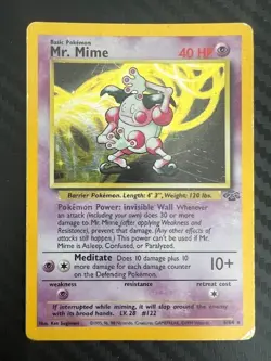 Pokemon TCG Mr. Mime Jungle 6/64 Holo Unlimited Holo Rare HP - Image 1