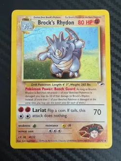 Pokemon TCG Brock's Rhydon Gym Heroes 2/132 Holo Rare DMG - Image 1