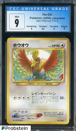 2000 Pokemon Neo Premium File 3 Japanese #250 Ho-oh CGC 9 MINT - Image 1