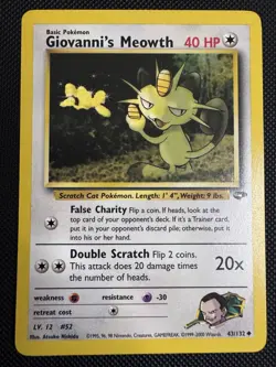 Giovanni's Meowth 43/132 - Pokemon Gym Challenge Uncommon - Image 1
