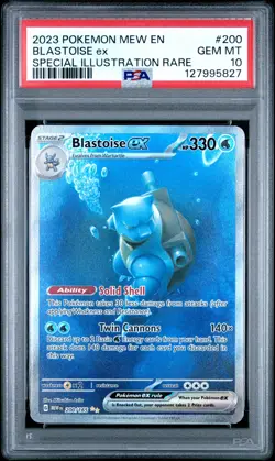 Pokemon Blastoise ex 200/165 Mew EN 151 200 Special Illustration GEM MINT PSA 10 - Image 1