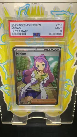 2023 Pokemon Scarlet & Violet Base Set Miriam 238/198 Holo Ultra Rare PSA 9 - Image 1