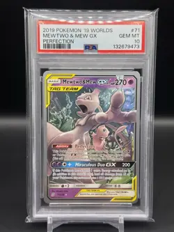 2019 POKEMON WORLD CHAMPIONSHIPS PROMO #71 MEWTWO & MEW GX WORLD CHAMP PSA 10 - Image 1