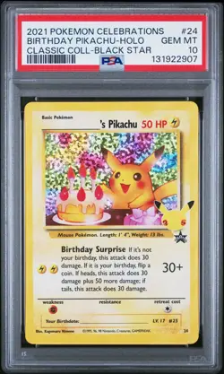 2021 POKEMON CELEBRATIONS CLASSIC COLL #24 BIRTHDAY PIKACHU-HOLO PSA 10 - Image 1