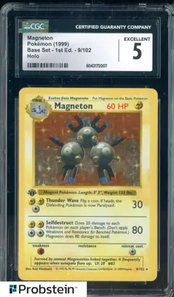 1999 Pokemon Base Set 1st Edition #9/102 Magneton Holo CGC 5 EX - Image 1