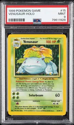 1999 POKEMON BASE SET UNLIMITED #15 VENUSAUR-HOLO PSA 9 - Image 1