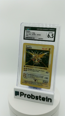 1999 Pokemon Base Set 1st Edition #16/102 Zapdos Holo CGC 6.5 EX-NM+ - Image 2