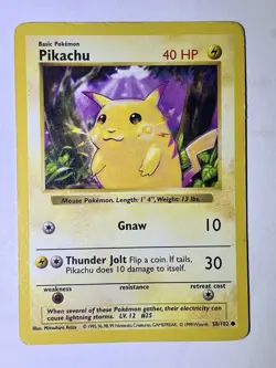 Pokemon Base Set Pikachu SHADOWLESS! 58/102 - Image 1