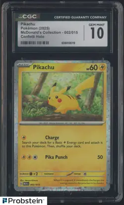 2025 Pokemon McDonald's Collection M24EN #002/015 Pikachu CGC 10 GEM MINT - Image 1