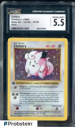 1999 Pokemon Base Set 1st Edition #5/102 Clefairy Holo CGC 5.5 EX+ - Image 1