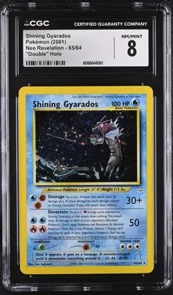 CGC 8 Shining Gyarados 2001 Neo Revelation 65/64 Double Holo Pokemon Card - Image 1
