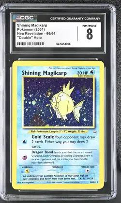 CGC 8 Shining Magikarp 2001 Neo Revelation 66/64 "Double" Holo Pokemon Card - Image 1