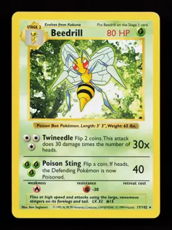 Beedrill 17/102 Rare Base Set (Shadowless) Pokemon Card - Image 1