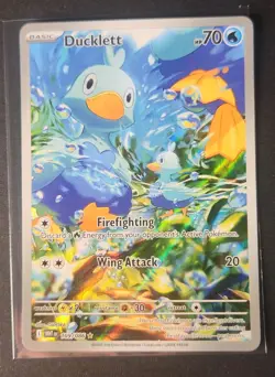 Ducklett 109/086 Pokemon TCG Scarlet & Violet White Flare Illustration Rare Card - Image 1