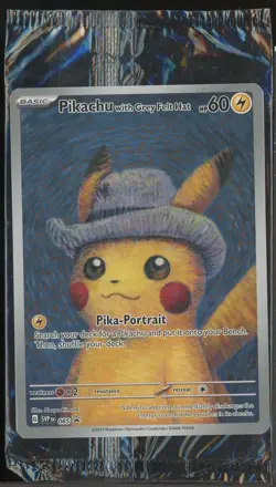 2023 Pokemon x Van Gogh Pikachu with Grey Felt Hat Promo Sealed Trading Card Gam - Image 1