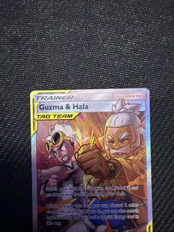 Pokemon Guzma Hala Cosmic Eclipse TCG Full Art Holo Card 229/236 NM - Image 3