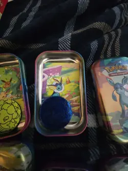 Pokemon Prismatic Evolutions Mini Tin Empty Set Of 8 (Tin + Card + Coin + Box) - Image 5