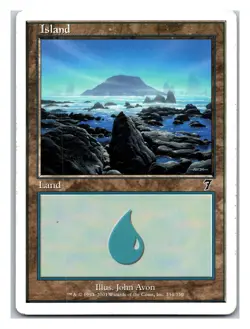 7th Edition #334 Island (334) MTG Card - White Border - Image 1