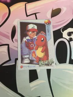 Pokemon Pocket Monsters Vintage Vending Prism Sticker Card #81 Ash & Charmander - Image 2