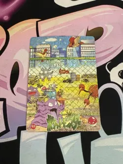 Pokemon Pocket Monsters Vintage Vending Prism Sticker Card #95 Grimer Park Scene - Image 1