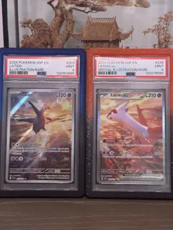 2024 POKEMON SURGING SPARKS #239 #209 LATIAS and Latios PSA9 - Image 1