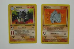 1999 Pokemon Jungle 1st Edition Rhydon #045 Rhyhorn #061 Lot Uncommon/Common LP - Image 3