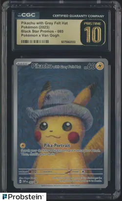 2023 Pokemon x Van Gogh SVP EN Pikachu with Grey Felt Hat #085 CGC 10 PRISTINE - Image 1