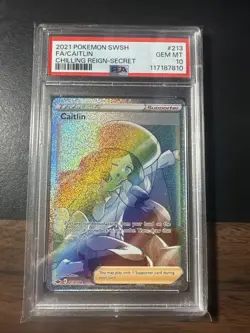 PSA 10 Pokemon Caitlin #213 Chilling Reign Full Art Rainbow Secret Rare GEM MINT - Image 1