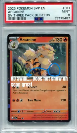 2023 Pokemon Black Star Promo Arcanine SVP 011 PSA 9 ** SWIRL ** - Image 1