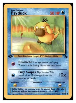 Psyduck 53/62 Non Holo 1st Edition Fossil Set Vintage WoTC Pokemon TCG - Image 1