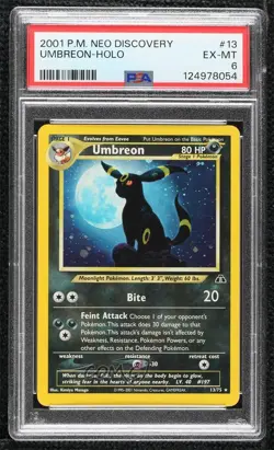 Umbreon Holo Pokemon Neo Discovery PSA 6 2001 - Image 1