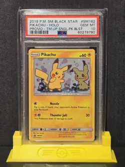 PARTIAL SWIRL- PSA 10 PIKACHU #SM162- 2019 POKEMON SM BLACK STAR PROMO - Image 1