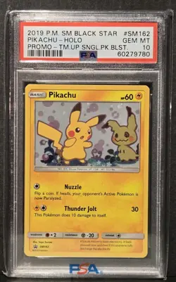 PARTIAL SWIRL- PSA 10 PIKACHU #SM162- 2019 POKEMON SM BLACK STAR PROMO - Image 4