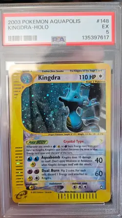 Aquapolis Kingdra Holo Crystal 148/147 Secret Rare Pokemon Card. PSA 5. Swirl 💫 - Image 1