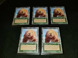 MTG 5x Magic Player Rewards Promo green LP Odyssey Bear Token ships w/ track - Image 1