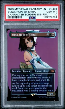 4734 Yuna Hope of Spira 2025 MTG Final Fantasy #0404 Borderless Foil PSA 10 - Image 1