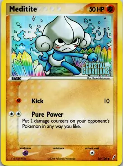 Meditite 56/100 Near Mint ex Crystal Guardians Reverse Holo Stamped Pokemon - Image 1